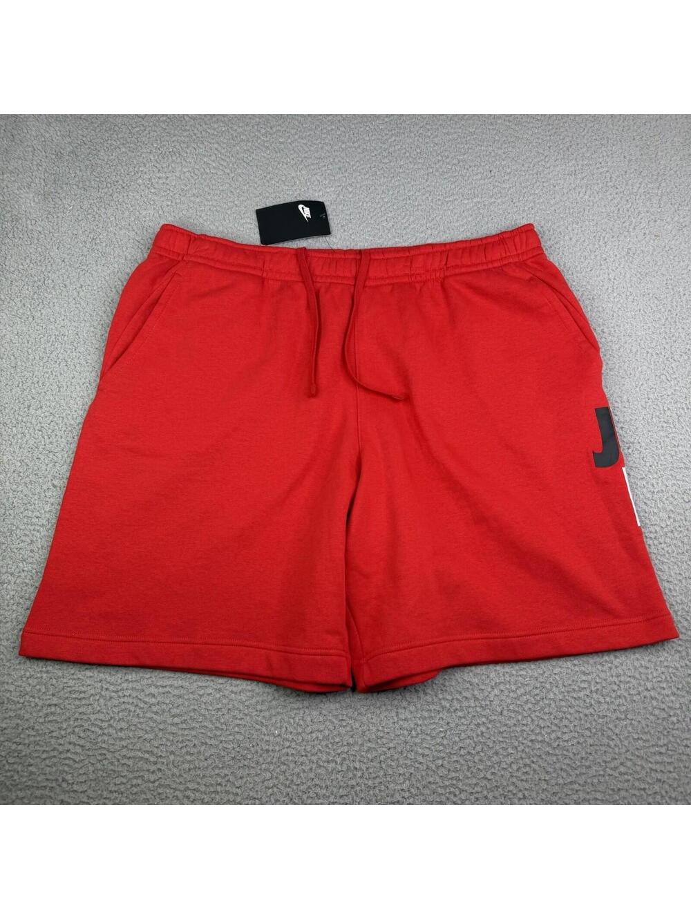 Nike "Just Do It" Logo Red Fleece Gym Workout Sweat Shorts Men's 2XL (40x9 )NWT - Picture 6 of 11